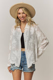Butterfly Embroidered Sheer Gauze Blouse