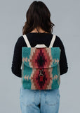 Cotton Wool Woven Teal Burgundy Tan Western Southwestern Aztec Backpack