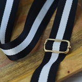 Black White Preppy Stripe Adjustable Crossbody Bag Purse Guitar Strap