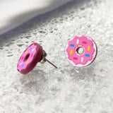 Pink Donut Stud Earrings