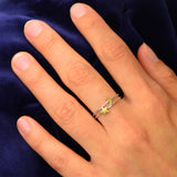 Artisan Sterling Silver Ring Set Tiny Bronze Celestial Moon and Star