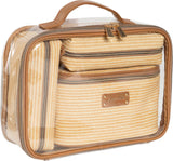 Joan & David Straw Texture 4-Piece Clear Cosmetic Bag Set