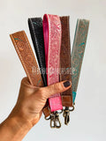 Hand Tooled Leather Wristlet Keychain Key Fob Chunky