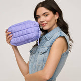 Cloud Nine Quilted Puffer Nylon Cosmetic Pouch in Denim