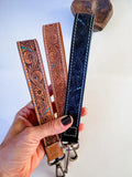 Hand Tooled Leather Wristlet Keychain Key Fob Chunky