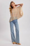 Sheer Asymmetric Textured Cape Top - Beige