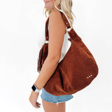 Hazel Hobo Shoulder Bag with Tassel Chocolate Brown