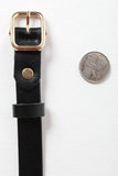 Versatile Skinny Classic Leather Gold Buckle Belt Black