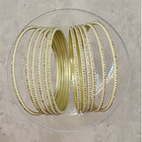 Light Gold with Gold Glitter Thin Metal Bangles Metallics Stack of 6