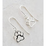 Sterling Silver Dog Paw Charm Dangle Earrings