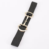 Straw Metal Buckle Elastic Belt Black Gold