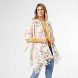 Rylee Fringe Wrap Shawl Ruana Cream Multicolor