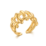 Kara Ring Woven Design Gold Tarnish Water Resistant Size 6 to 7