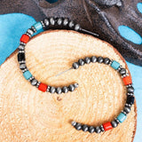 Western Boulder Canyon Silvertone Beaded Hoop Earrings