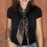 Brown Embossed Leather Look Printed Western Southwestern Wild Rag Scarf Accent