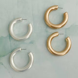 Round And Smooth Large Hoop Earrings Silver