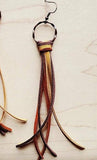 Copper Circle Deer Skin Leather Tassel Earring Tan Brown Mustard