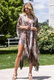 Moroccan Paisley Jacquard Kimono | Trimmed | Lightweight | One Size