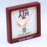 Texas A&M Aggies Gig ‘Em Love Heart Necklace – 18K Gold Plated