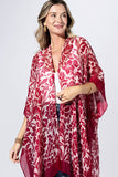 Punch Paisley Border Kimono | Red Boho Open-Front Layer