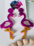 Pink Tropical Flamingo Dangle Earrings