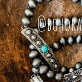 Aztec Boho Western Concho Stretch Bracelet Round Strip Bar Style 2