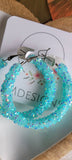 Blue Glitter Hoop Earrings 1.96"