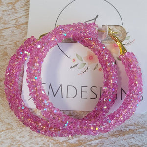 Pink Glitter Hoop Earrings 2 inch or 50mm