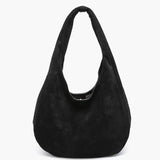Katherine Slouchy Vegan Suede Round Hobo Tote Black
