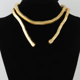 Abstract Box Chain Wrap Choker Necklace – Gold