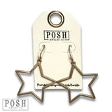 Matte Gold Finish Open Star Dangle Earring