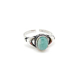 Tanvi Collection Ring Adjustable Silver Oval Amazonite