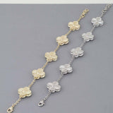 Modern Cubic Zirconia Clover Charms Bracelet Gold