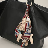 Vegan Leather Horse Tassel Scarf Keychain Bag Charm