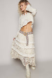 Floral Embroidered Belt – Chocolate & Pink | Round Beaded Buckle | Pol Clothing