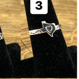 Sterling Silver Artisan Texas State Heart Band Ring