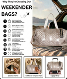 Diamond Quilted Weekender Duffle Bag – Champagne Gold