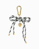 Rope Bow Bag Charm with Puff Heart | Black