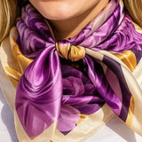 Purple and Cream Floral Printed Western Southwestern Wild Rag Scarf Accent