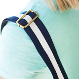 Navy Blue White Preppy Stripe Adjustable Crossbody Bag Purse Guitar Strap