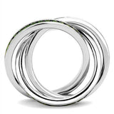 Rhodium Emerald Ring | Brass Band with Synthetic Glass Stone