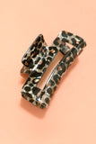 Rectangle Leopard Animal Print Hair Claw Clip Beige
