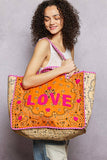 LOVE Bandana Quilted Tote Bag | Orange Multi