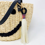 Maya Bay Tasseled Key Chain Bag Charm Black