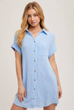Button-Up Shirt Dress with Pockets – Chambray