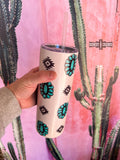 Cosmic Concho Western 20 oz Stainless Tumbler White Turquoise