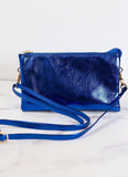 Liz 3 Compartment Crossbody Bag Metallic Royal Blue