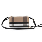 Ladies Tartan Wallet on Crossbody Wristlet Strap Tan