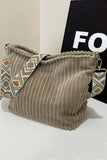 Corduroy Slouchy Tote Bag With Guitar Shoulder Strap Ash Mocha