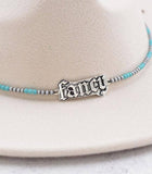 Scripted Silver Fancy Navajo Beaded Hat Band